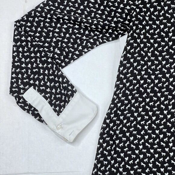 Free People Horse Print Boyfriend Blouse V-Neck Button-Down Shirt Size S - NWOT - Picture 7 of 10